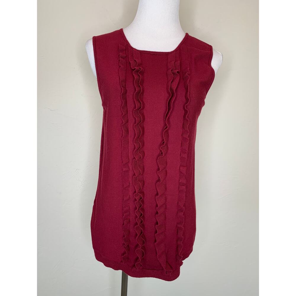 Loft Sweater Shell Ruffle Front Size Medium Petit… - image 1